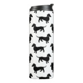 Cute Black en White Dachshund Pattern Thermosbeker (Gedraaid links)