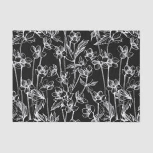 Cute Black en White Floral Botanical Tissuepapier