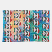 Cute Black en White-kerstkat facetten Pattern Theedoek (Horizontaal)