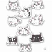 Cute Black en White Kitty Cat Sticker (Voorkant)