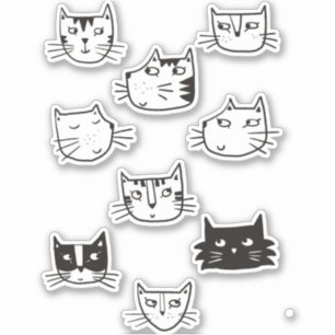Cute Black en White Kitty Cat Sticker