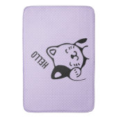 Cute Black en White Kitty Cat Waving Hallo Badmat (Voorkant Verticaal)