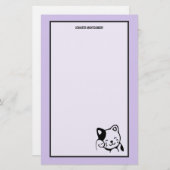 Cute Black en White Kitty Cat Waving Hallo Briefpapier (Voorkant / Achterkant)
