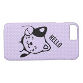 Cute Black en White Kitty Cat Waving Hallo Case-Mate iPhone Case (Achterkant (Horizontaal))