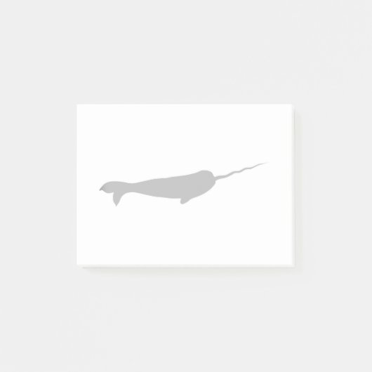 Cute Black en White Narwhal Silhouette Post-it® Notes (Voorkant)