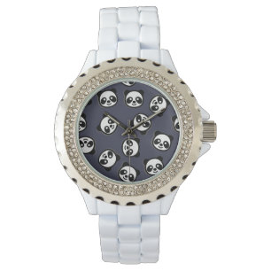 Cute Black en White Panda Cartoon Pattern Horloge
