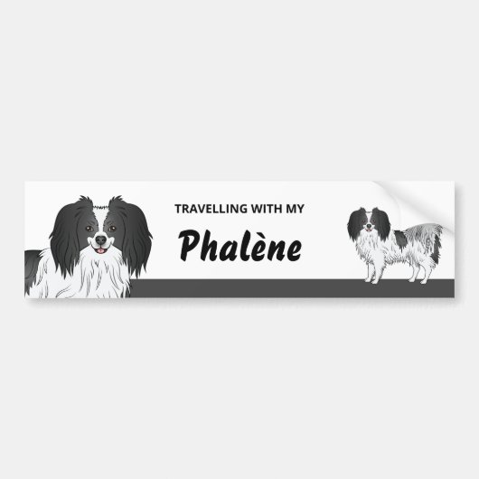 Cute Black en White Phalène Dog Owner Bumpersticker (Voorkant)