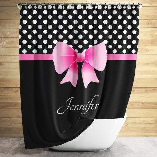 Cute Black en White Polka Dots Douchegordijn
