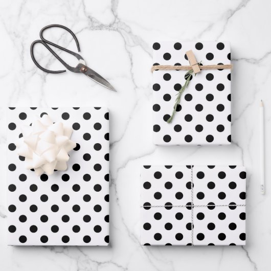 Cute Black en White Polka Dots Pattern Inpakpapier Vel (Voorkant)