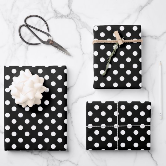 Cute Black en White Polka Dots Pattern Inpakpapier Vel (Voorkant)