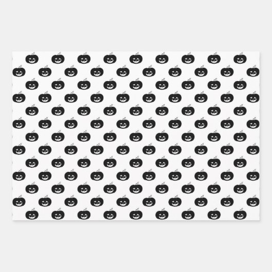Cute Black en White Pumpkin Halloween Pattern Inpakpapier Vel (Voorkant 2)