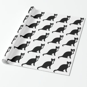 Cute Black en White Snowshoe Cat Cadeaupapier