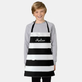 Cute Black en White Striped Kinder Persoonlijk Schort (Gedragen)