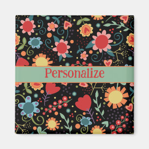 Cute Black Floral Motif amusant Inspirivity Magnet