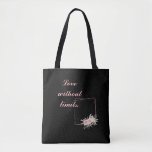 Cute Black Flowers, hou van een citaat Draagtas
