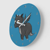 Cute Black Flying Baby Dragon Grote Klok (Hoek)