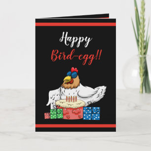 Cute Black Funny Chicken Cake en Gifts Birthday Kaart