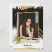 Cute Black & Gold Framed Afstuderen - Hartelijk da Kaart (Voorkant)