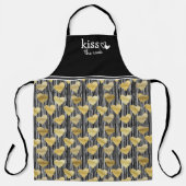 Cute Black & Gold Kiss het Cook Hearts Schort (Voorkant)