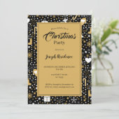 Cute Black Gold Polka Dots Script-kerstfeest Kaart (Staand voorkant)