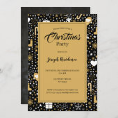 Cute Black Gold Polka Dots Script-kerstfeest Kaart (Voorkant / Achterkant)
