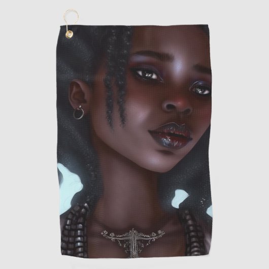 Cute Black Gothic Girl Golfhanddoek (Voorkant)