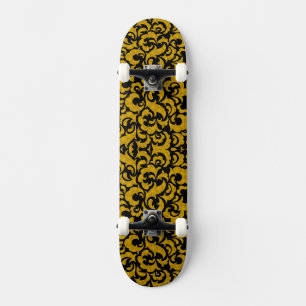 Cute black gouden naadloze bloempatronen Hoesje-Ma Skateboard
