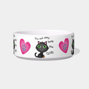 Cute Black/Grey Cat Pet Food/Water Bowl Voerbakje