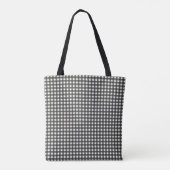 Cute Black Grey Gingham Pset Persoonlijk Draagtas (Achterkant)