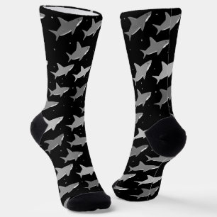 Cute Black Grey Shark Pattern Sokken