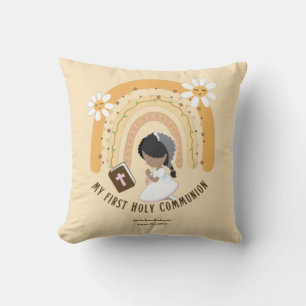 Cute Black Hair Girl, de eerste Heilige Communie Kussen