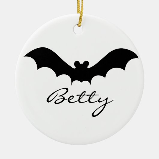 Cute Black Halloween Bat Silhouette Keramisch Ornament (Voorkant)
