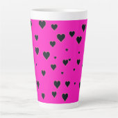 Cute Black Hearts roze Latte Mok (Voorkant)
