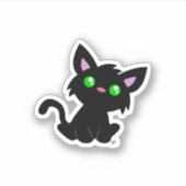 Cute Black Kat Custom-Cut Vinyl Sticker (Voorkant)