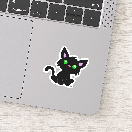 Cute Black Kat Custom-Cut Vinyl Sticker (Detail)