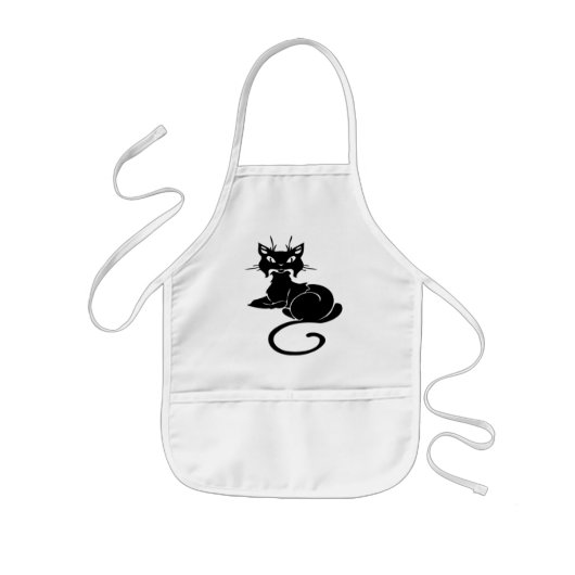 Cute Black Kat Kinder Schort (Voorkant)