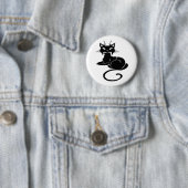 Cute Black Kat Ronde Button 5,7 Cm (In situ)
