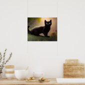 Cute Black Kitten AI Photo Style Poster (Keuken)