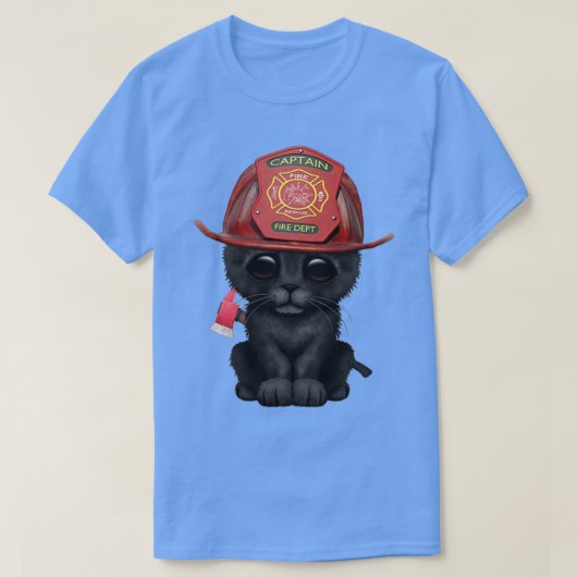 Cute Black Kitten Firefighter 1 T-shirt (Design voorkant)