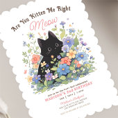 Cute Black Kitten Floral Invitation Anniversaire |