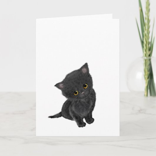 Cute black kitten-grietkaart kaart (Voorkant)