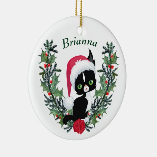 Cute Black Kitten kerstmis Keramisch Ornament (Rechts)