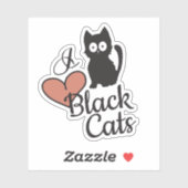 Cute Black Kitten met hart Sticker (Vel)
