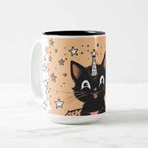 Cute Black Kitten Mood Café Mug