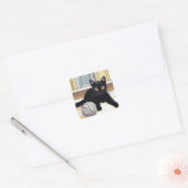 Cute Black Kitten Vierkante Sticker (Envelop)