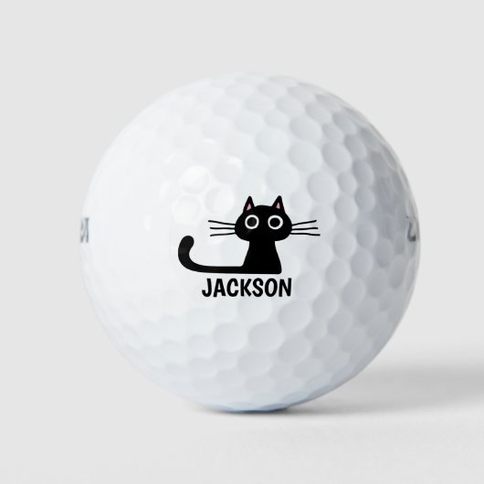 Cute Black Kitty Cat | Cool Kitten, gepersonalisee Golfballen (Voorkant)