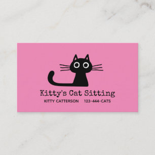 Cute Black Kitty Cat Fun Feline Quirky Animal Visitekaartje