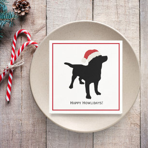 Cute Black Lab Dog met Pet voor kerstkerstkerstker Servet