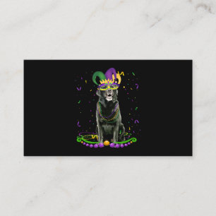 Cute Black Lab met carnival Mask Mardi Gras do Visitekaartje