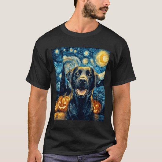 Cute Black Labrador Dog Halloween Jack O Lantern P T-shirt (Voorkant)